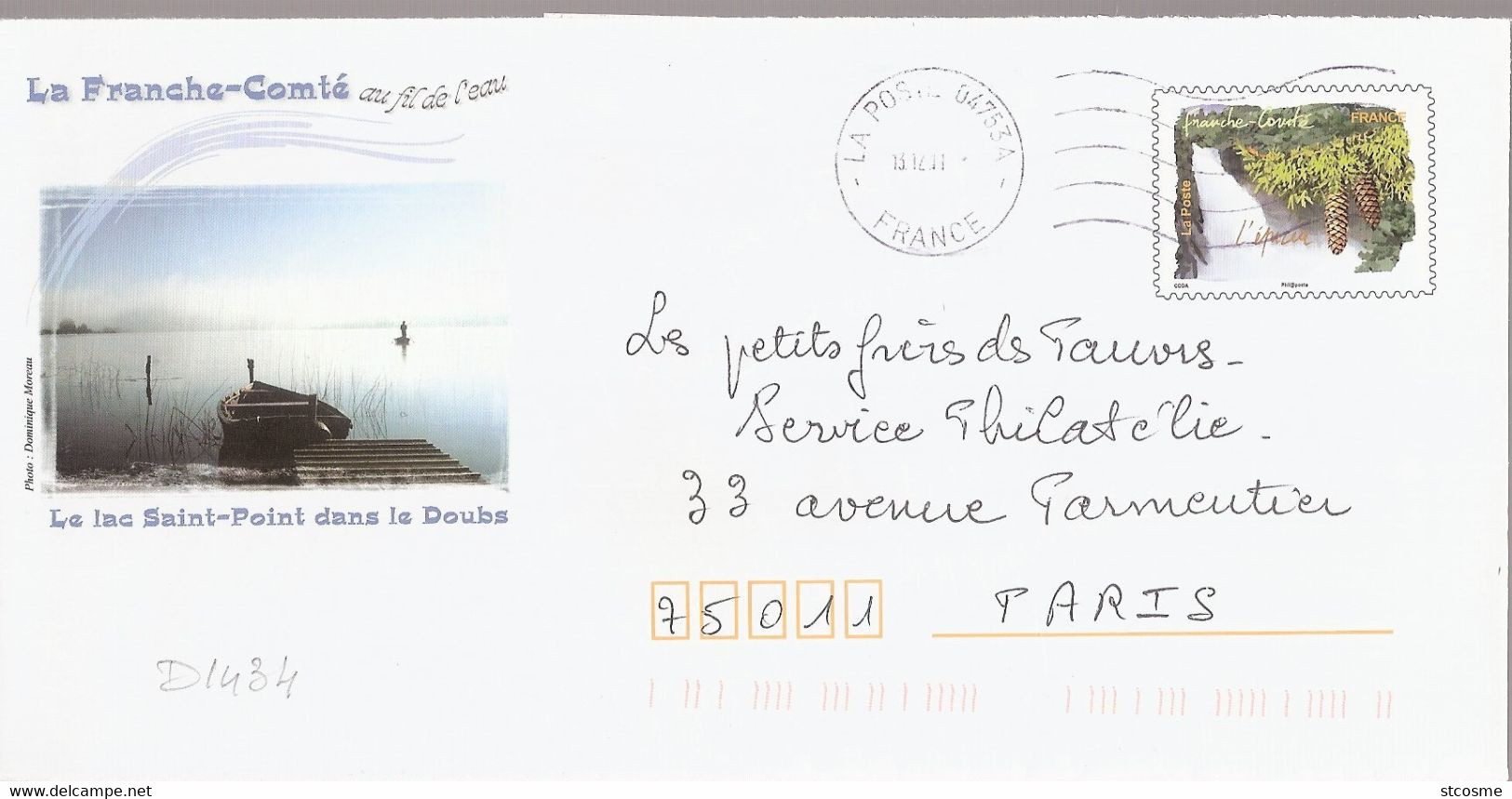 D1434 - Entier / Stationery / PSE - Franche Comté, Le Lac Saint-Point (agrément 809 - 42K/10F122) - Prêts-à-poster:  Autres (1995-...)