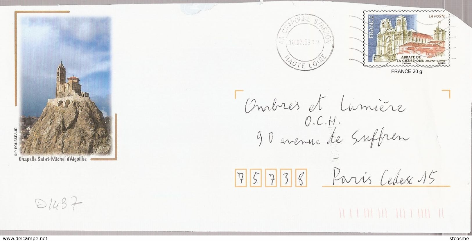 D1437 - Entier / Stationery / PSE -Abbaye De La Chaise-Dieu, Chapelle St Michel D'Aiguilhe (agrément 809 - 42K/06F299) - Prêts-à-poster:  Autres (1995-...)