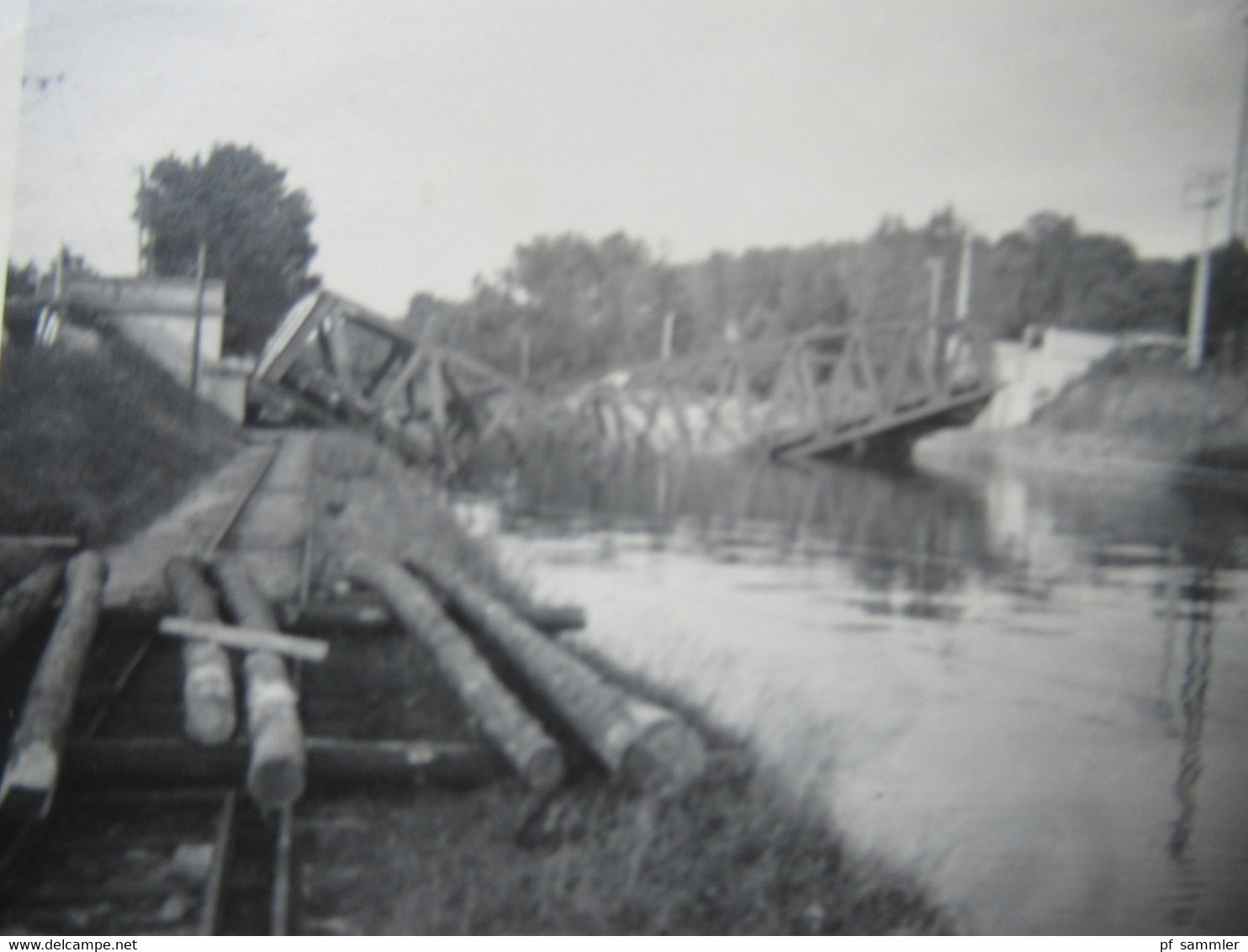 2. Weltkrieg WW2 Original Foto Zerstörte Brücke über Einen Fluss - War, Military