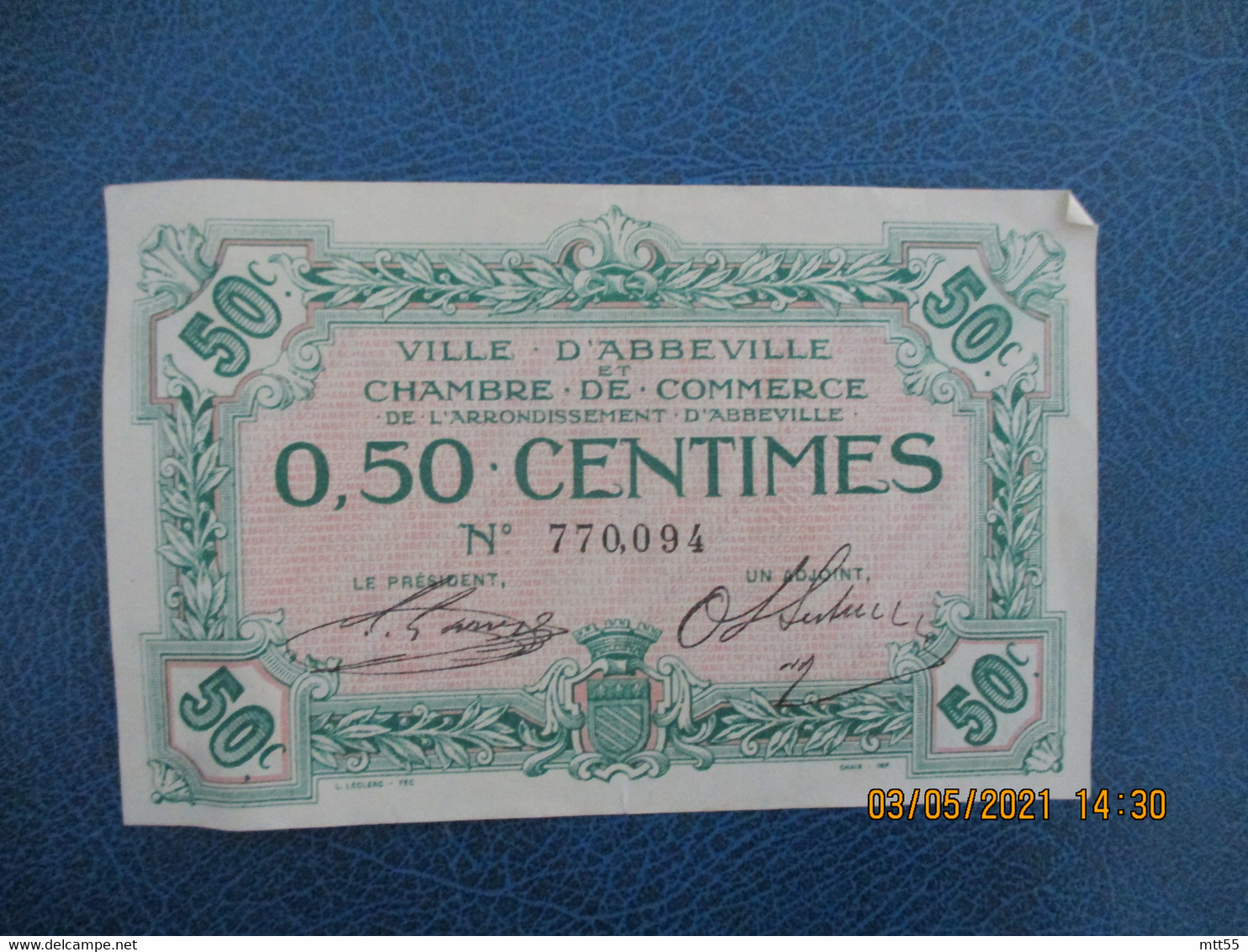 Ville Abbeville Chambre De Commerce Billet Necessite 0.5 C - Camera Di Commercio