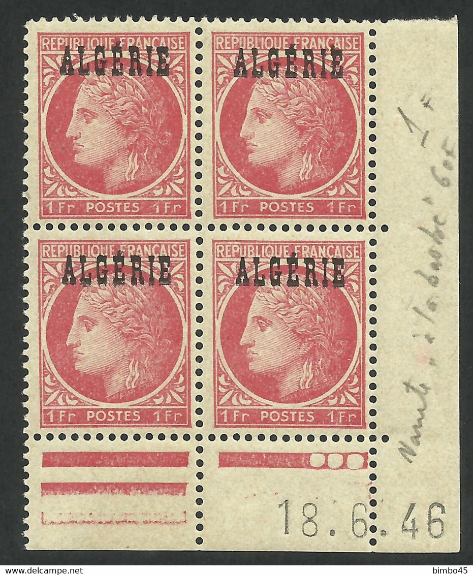 Algérie /Algéria 1945- French Postage Stamps Overprinted "ALGERIE" - # MNH # --Dated Corners 18.6 . 46 - Otros & Sin Clasificación