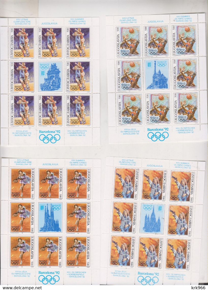 YUGOSLAVIA,1992 Sheet Set OLYMPIC GAMES  MNH - Other & Unclassified