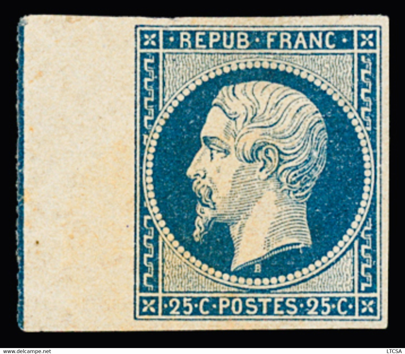 * N° 10b 25c Bleu Avec Filet D'encadrement Sur Le Bdf, Neuf Avec Gomme D'origine, TTB. Signé JF.Brun, Cert. Calves - 1852 Louis-Napoleon