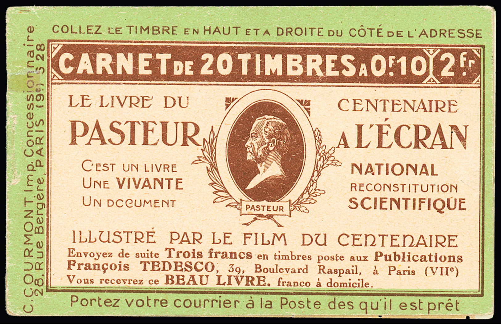 ** N° 159-C5 Carnet C3 Surchargé ANNULE Avec Couverture Pasteur à L'écran, Décalques (légers) Sur La Gomme Sinon TB, R - Altri & Non Classificati
