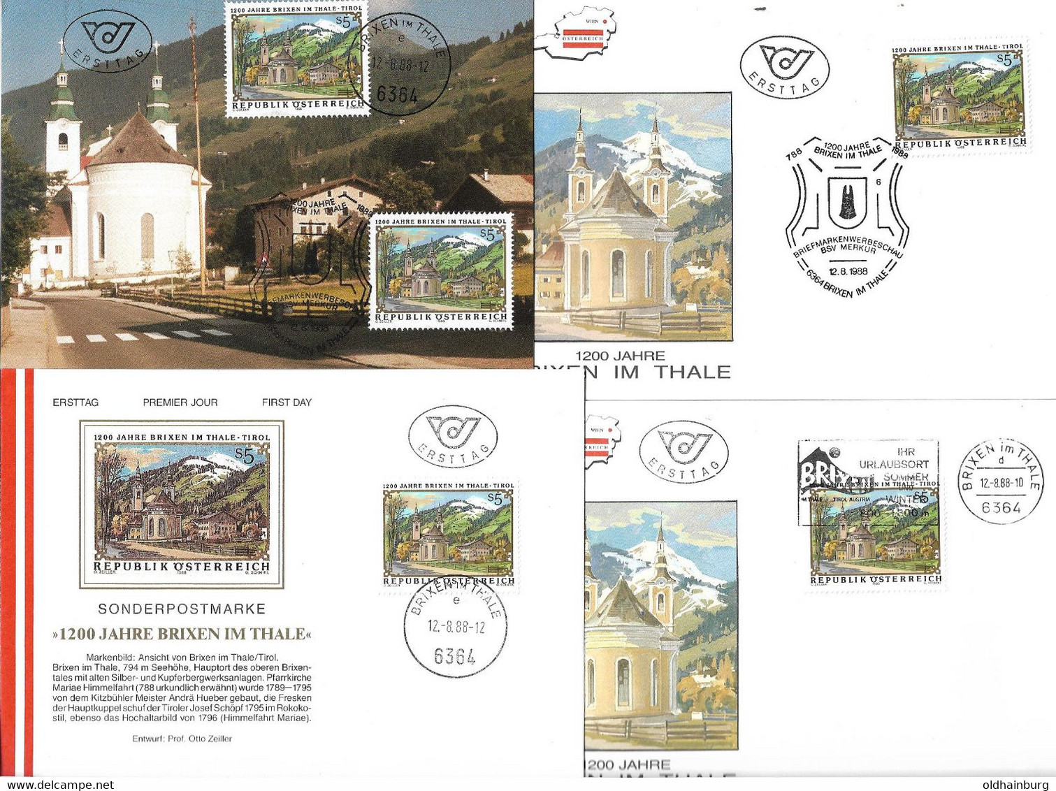1450r: Heimatsammler 6364 Brixen Im Thale, Maximumkarte Und 3 Phila- Belege Aus 1988 - Brixen Im Thale
