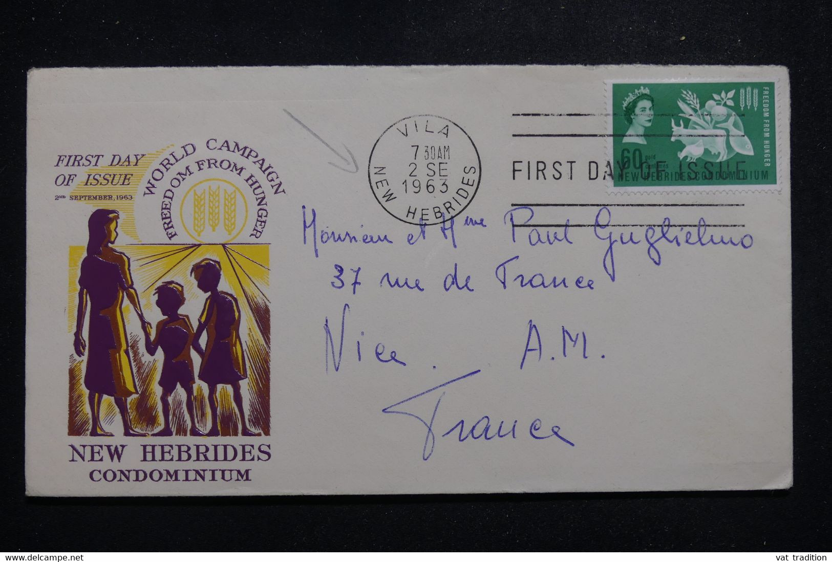 NOUVELLES HÉBRIDES - Enveloppe FDC De Vila Pour La France En 1963 - L 97413 - FDC