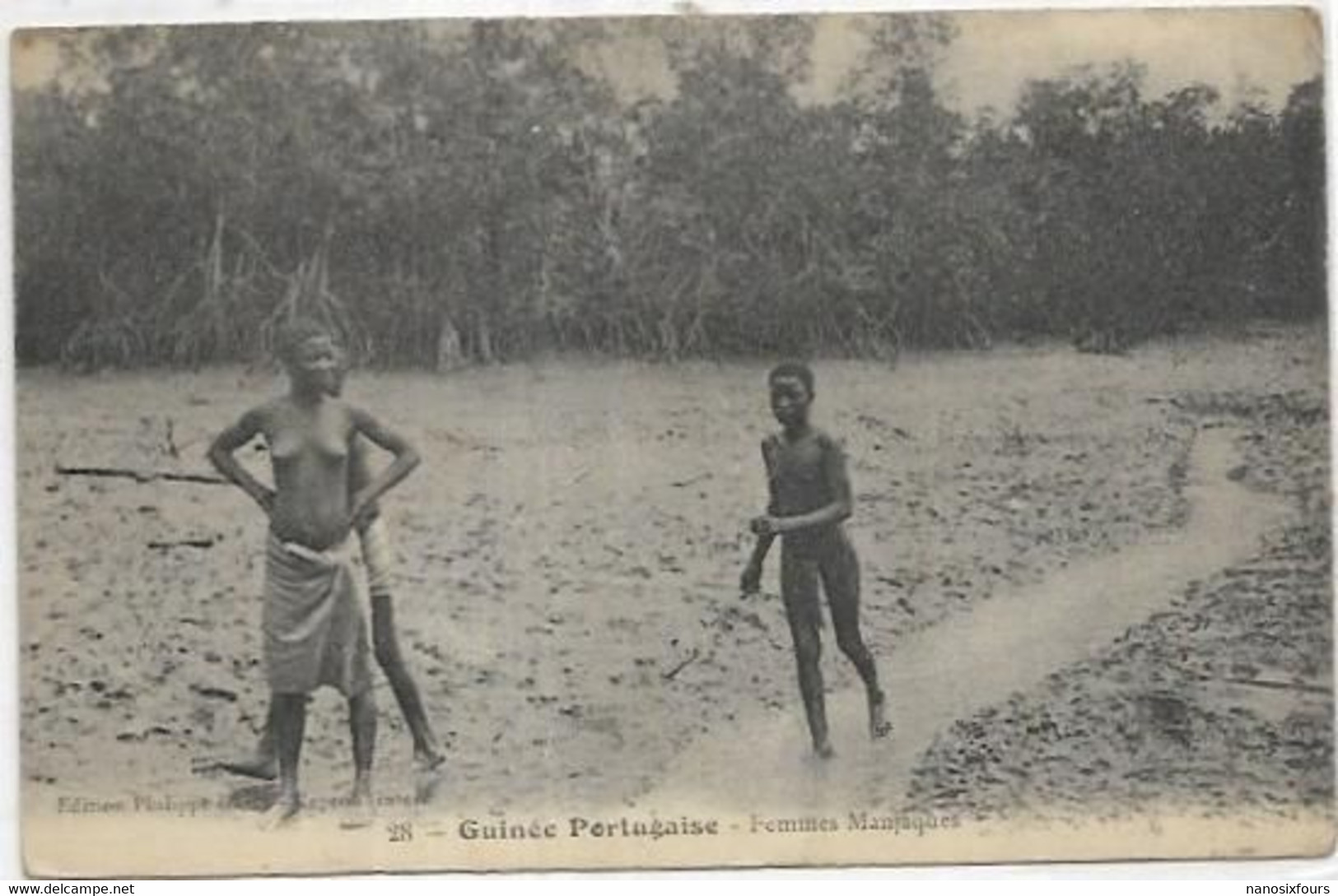 AFRIQUE   GUINEE PORTUGAISE.  FEMMES MANJAQUES AU SEINS NUS - Guinea Bissau