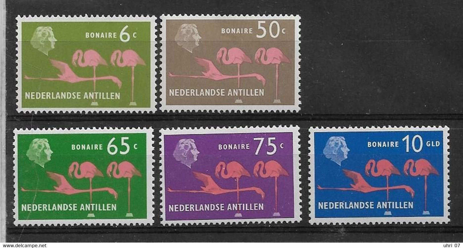 Niederländische Antillen 1958/73 Flamingo  Mi.-Nr. 70, 81, 256, 258, 262 **/MNH - West Indies