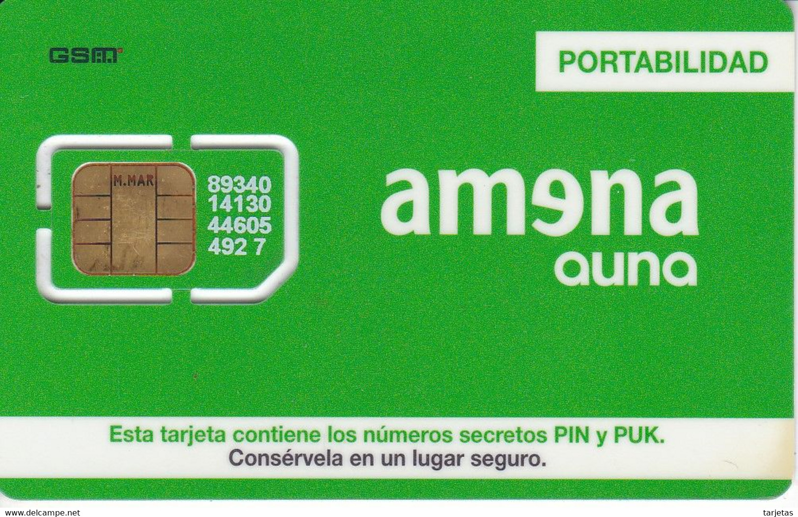 TARJETA GSM - SIM DE AMENA - AUNA DE  PORTABILIDAD (NUEVA-MINT) MUY RARA - Amena - Retevision