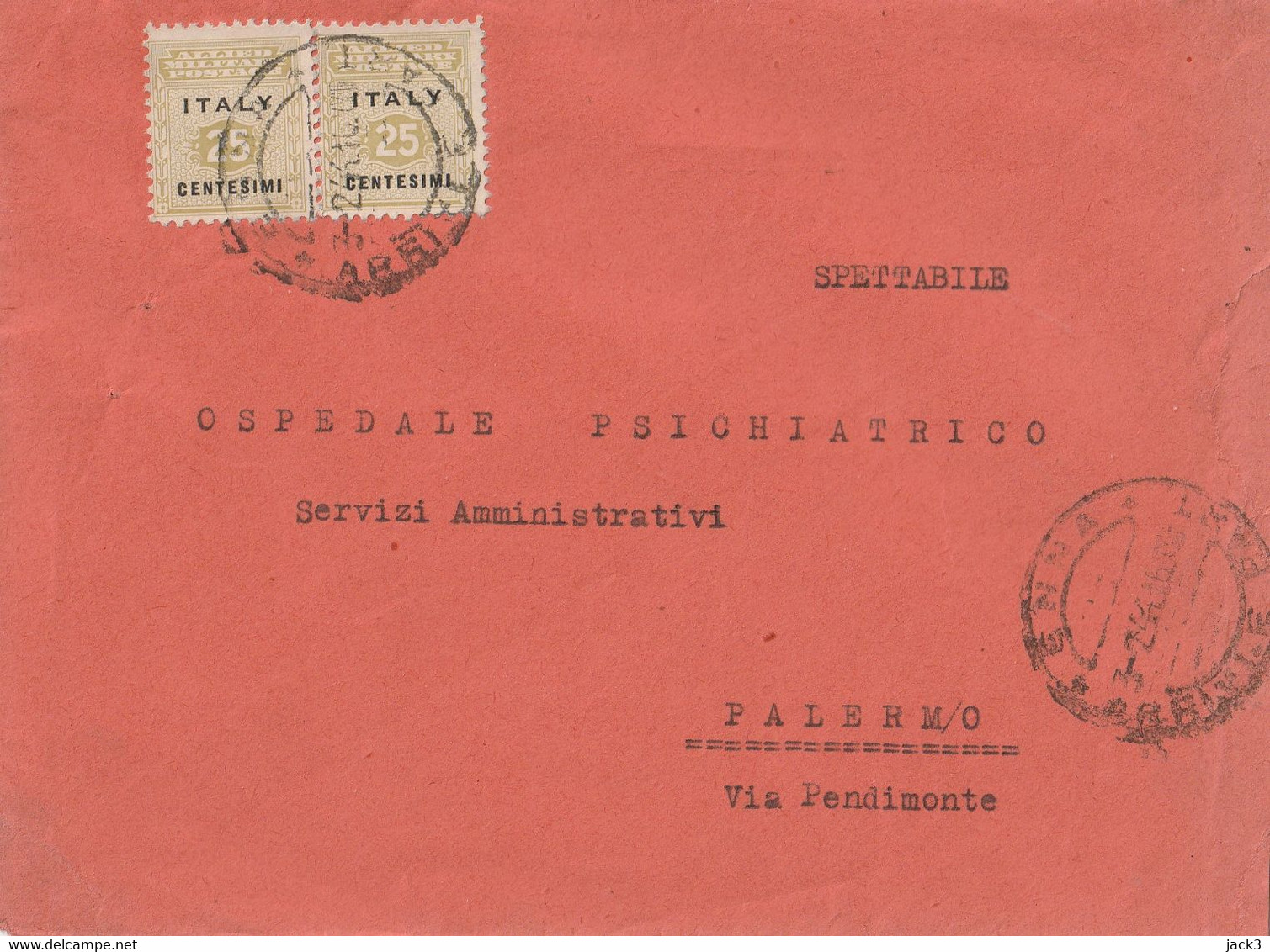 Busta -  AMGOT Coppia 25cent - Occ. Anglo-américaine: Sicile