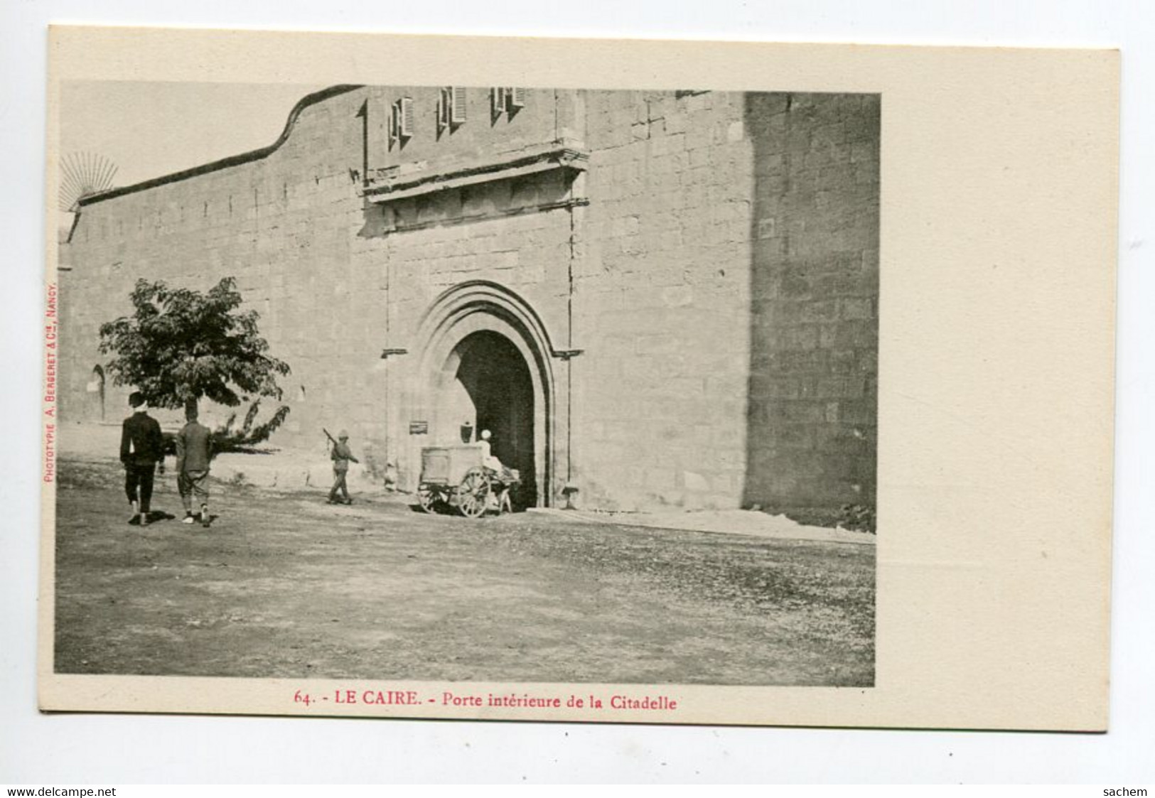 EGYPTE 018 LE CAIRE No 64 Cariole Ane Porte Interieure Citadelle  - 1900  Dos Non Divisé Bergeret - Cairo