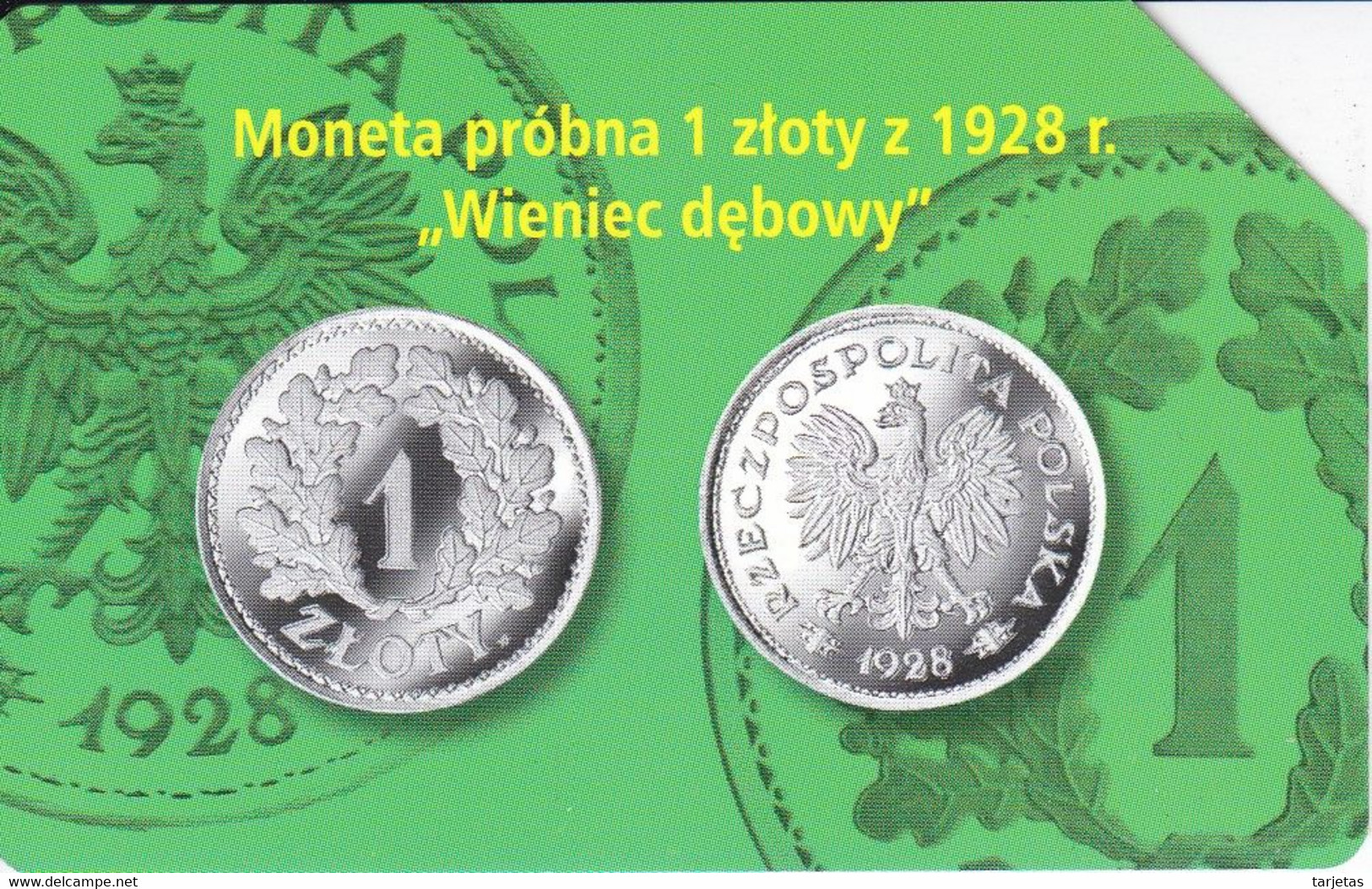 TARJETA DE POLONIA DE UNA MONEDA DE 1 ZLOTY (COIN) - Sellos & Monedas