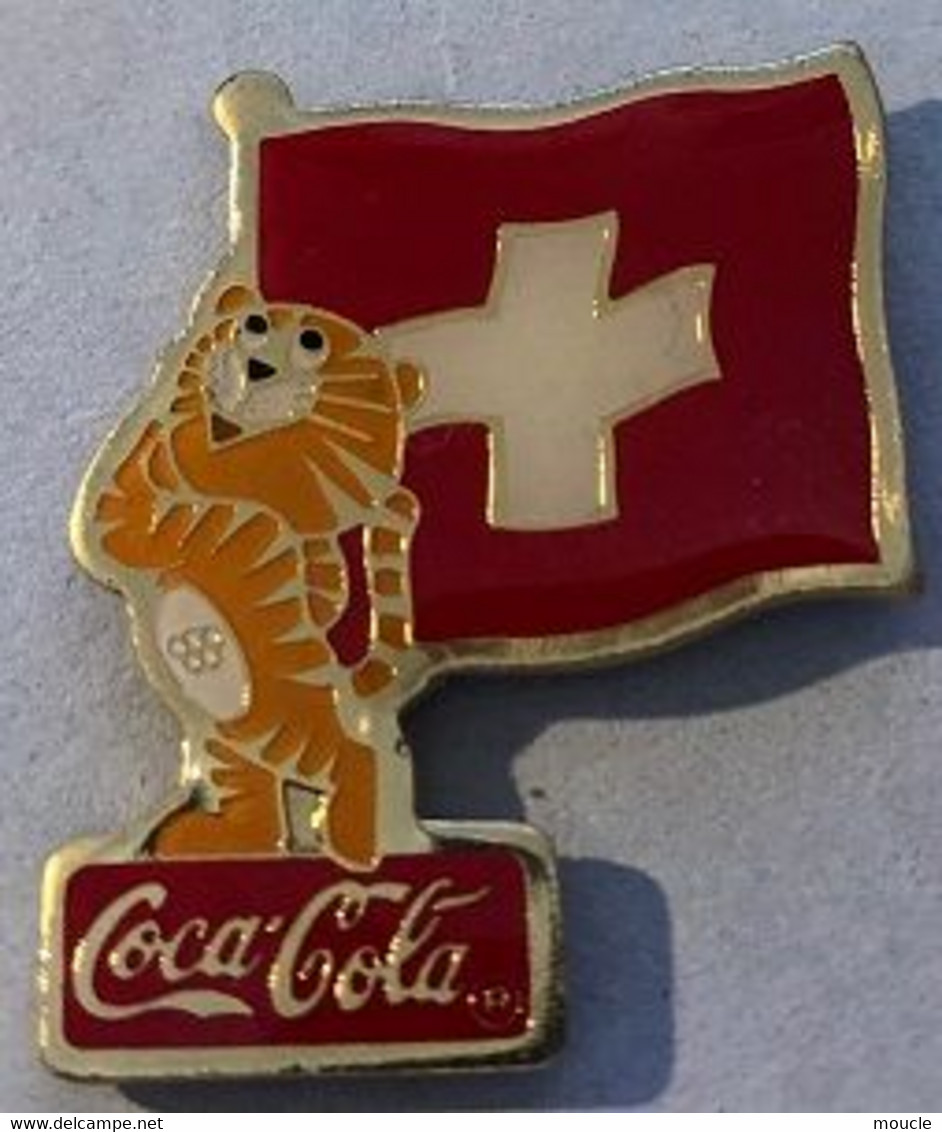 JEUY OLYMPIQUES - OLYMPICS GAMES - SEOUL 1988 - COCA COLA - MASCOTTE - DRAPEAU SUISSE - SWISS FLAG -             (ROSE) - Jeux Olympiques