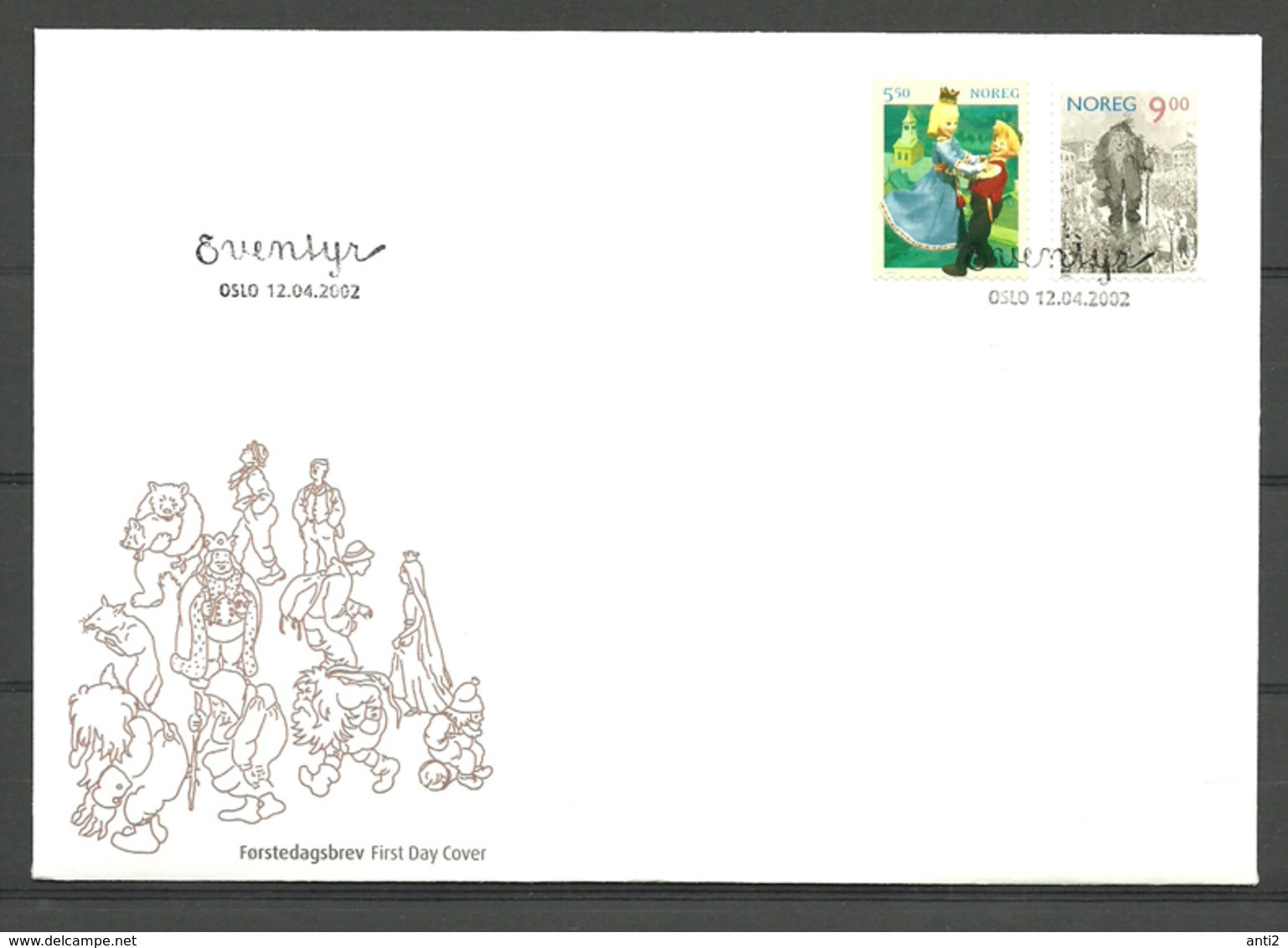 Norway 2002 From Fairytales: Askeladden And Princess, Troll  Mi 1432-1433. FDC - Storia Postale