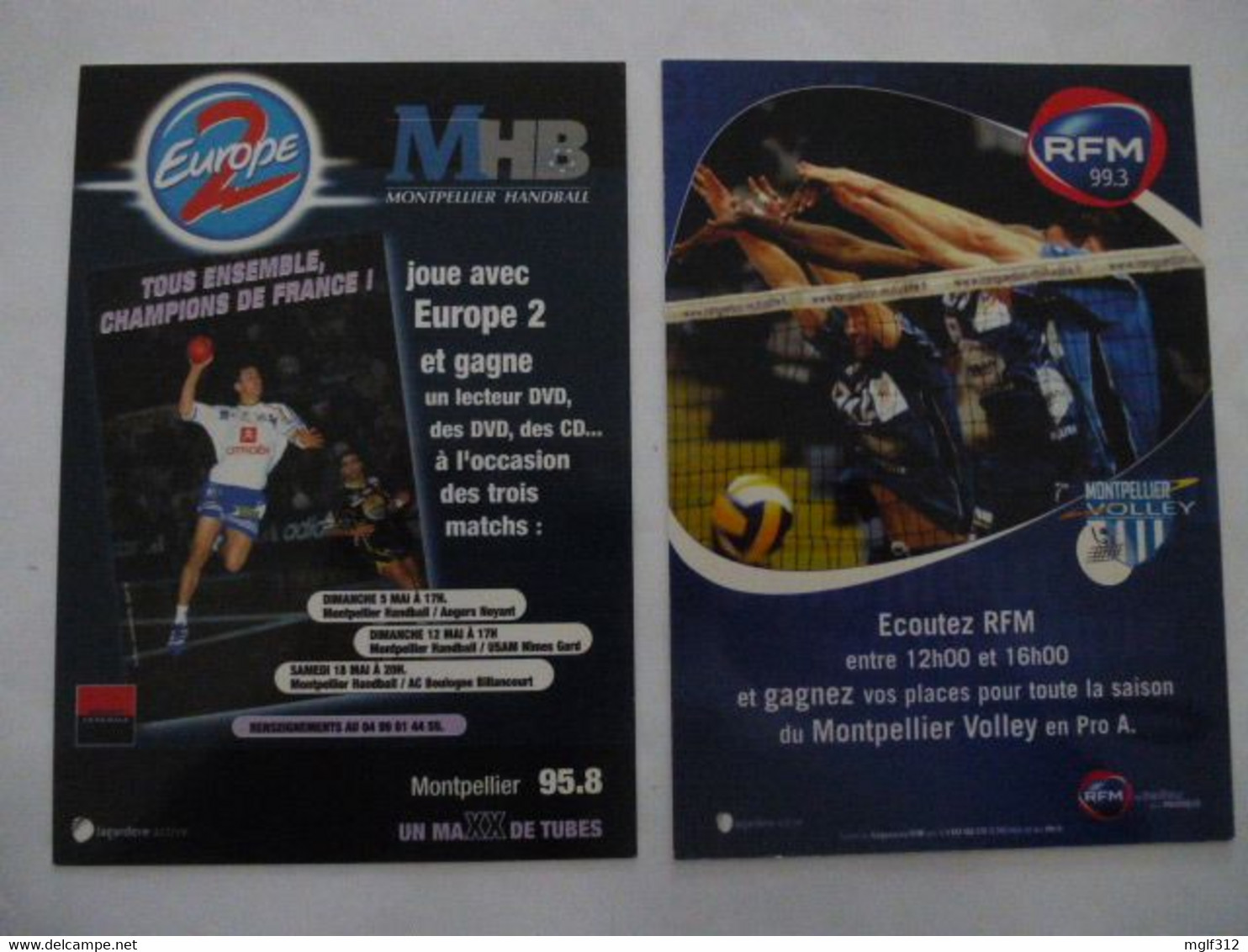 MONTPELLIER VOLLEY : PUB EUROPE 2 Et RFM LOT De 2 CPM - Volleybal