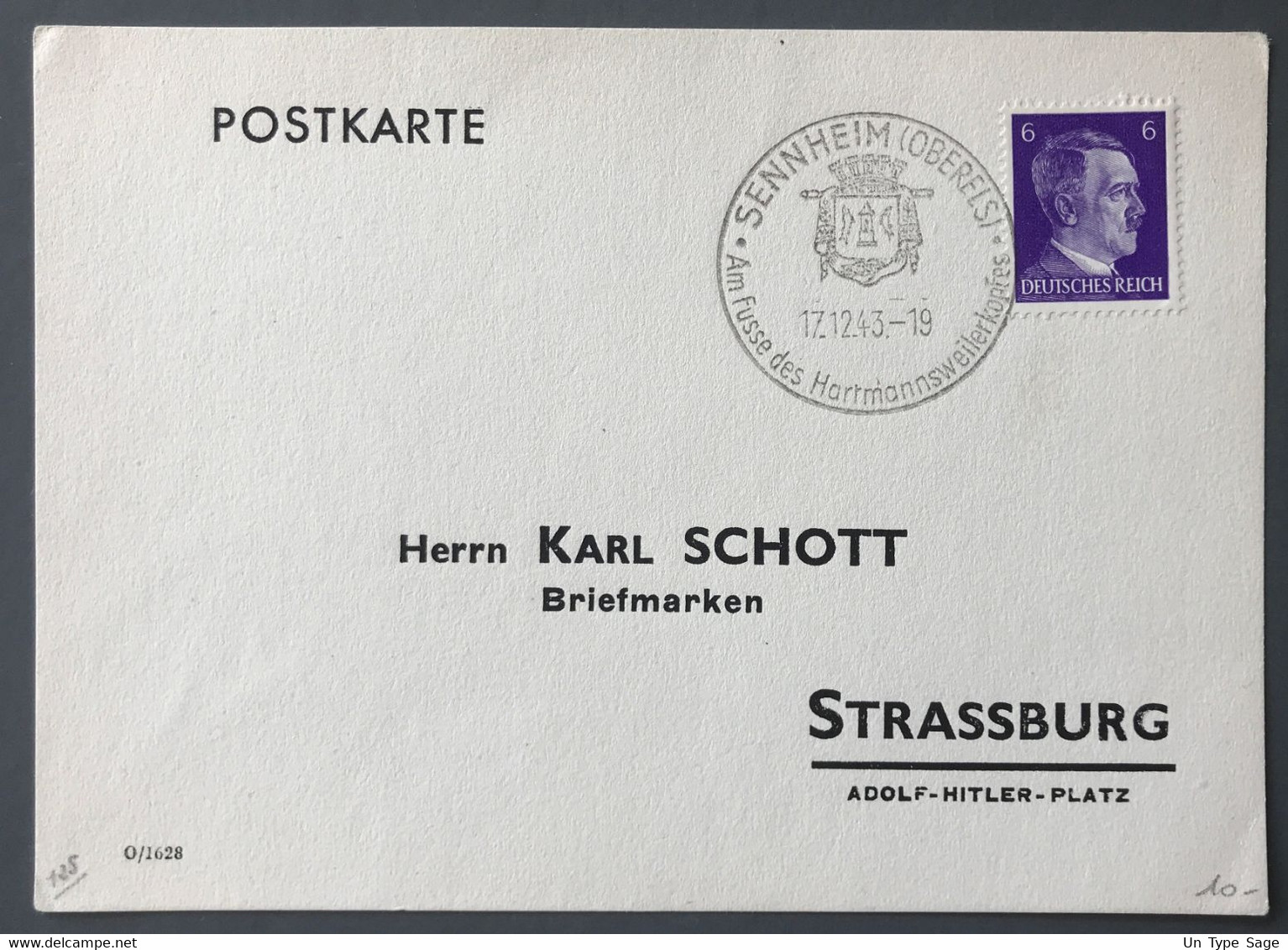 Allemagne - POSTKARTE 17.12.1943 - SENNHEIM (OBERELS) - (B3214) - Briefe U. Dokumente