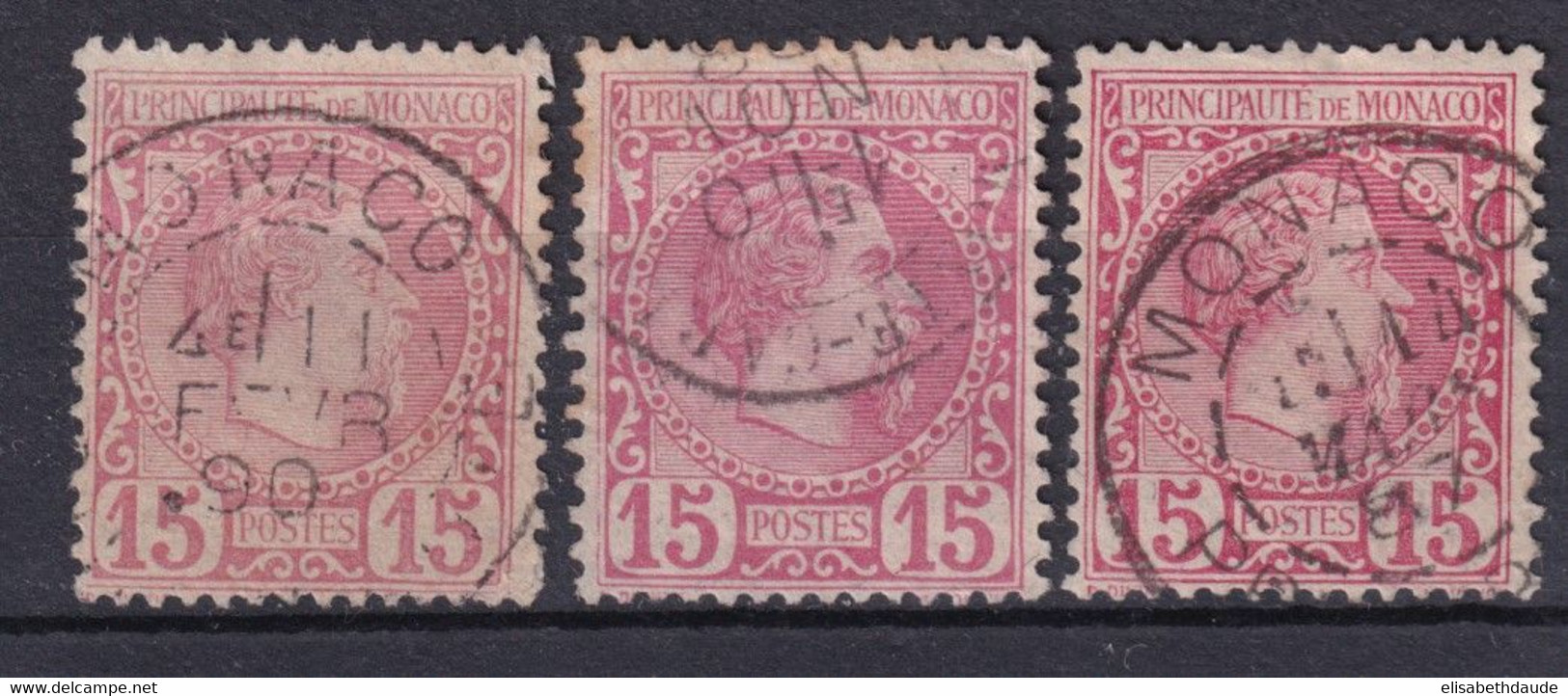 MONACO - 1885 - YVERT N°5 OBLITERES 3 TEINTES ! - COTE = 135+ EUROS - Used Stamps