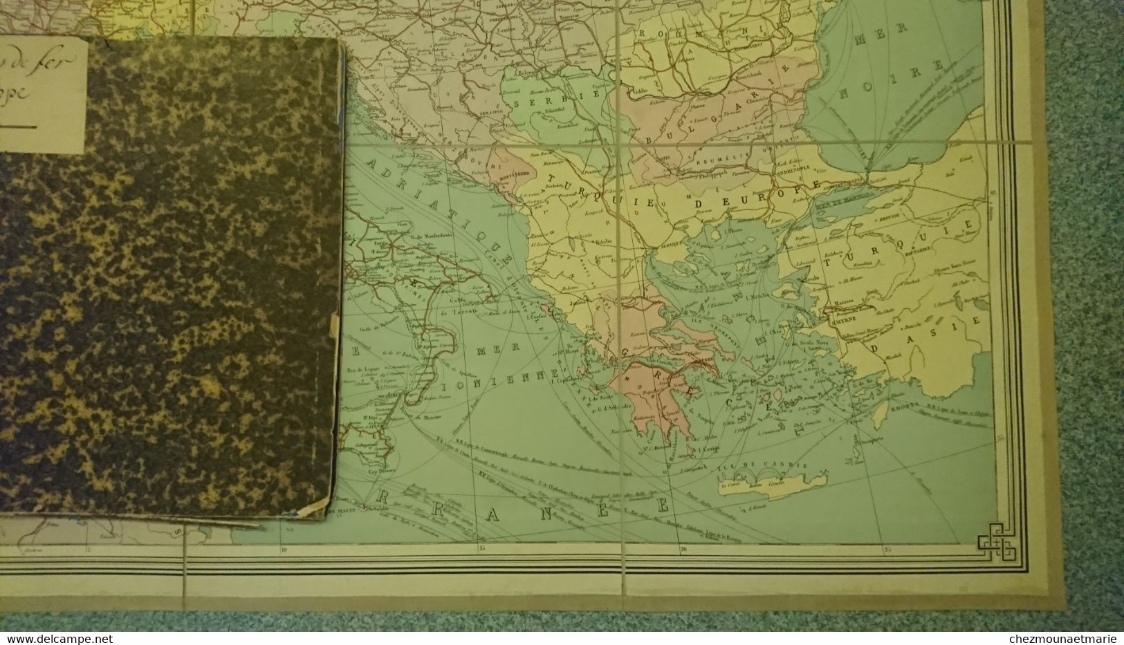 1888 CARTE CHEMINS DE FER EUROPE PAR ANDRIVEAU LIGNES TÉLÉGRAPHIQUES ET MARITIMES - Documents Historiques