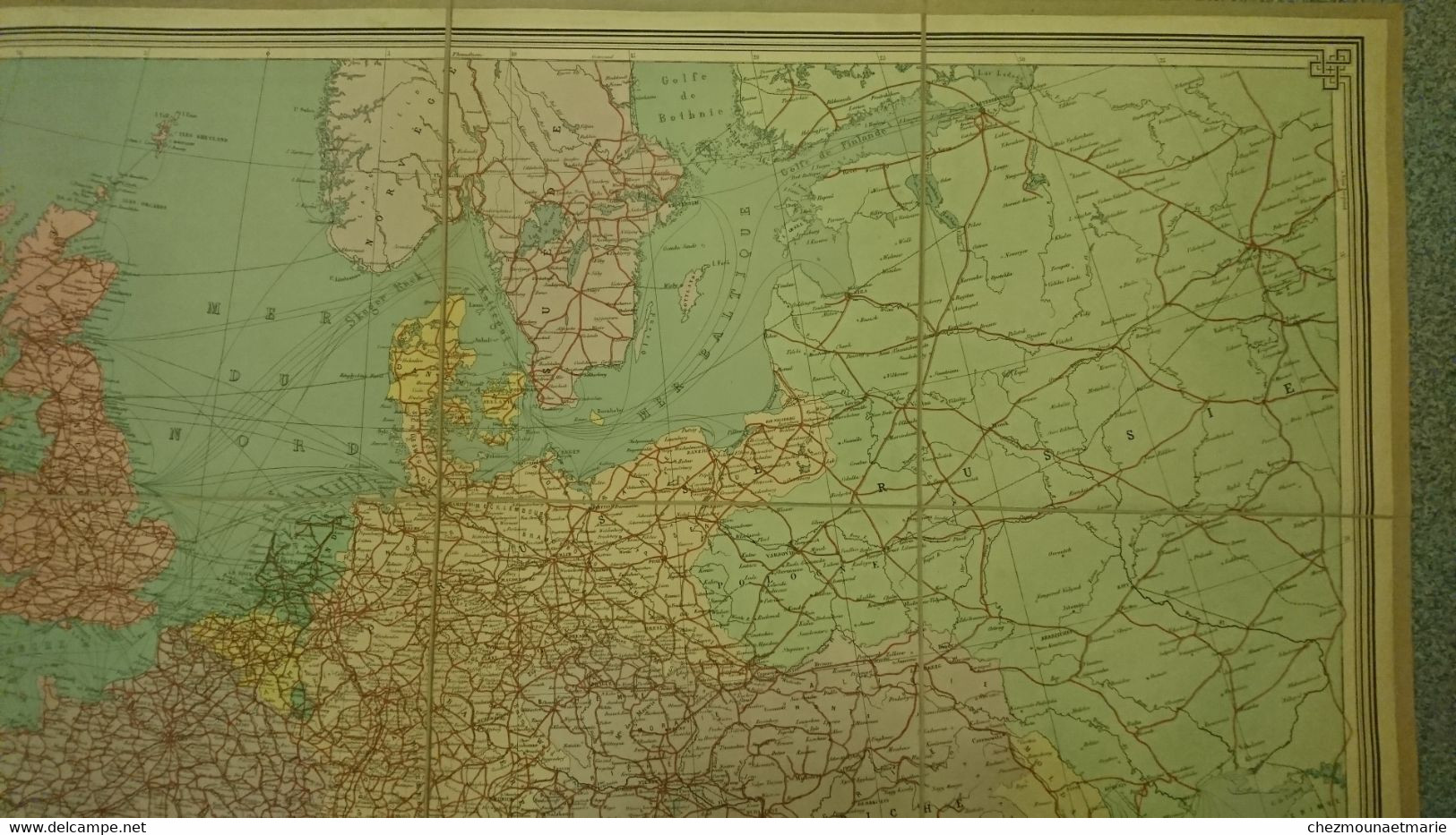 1888 CARTE CHEMINS DE FER EUROPE PAR ANDRIVEAU LIGNES TÉLÉGRAPHIQUES ET MARITIMES - Documents Historiques