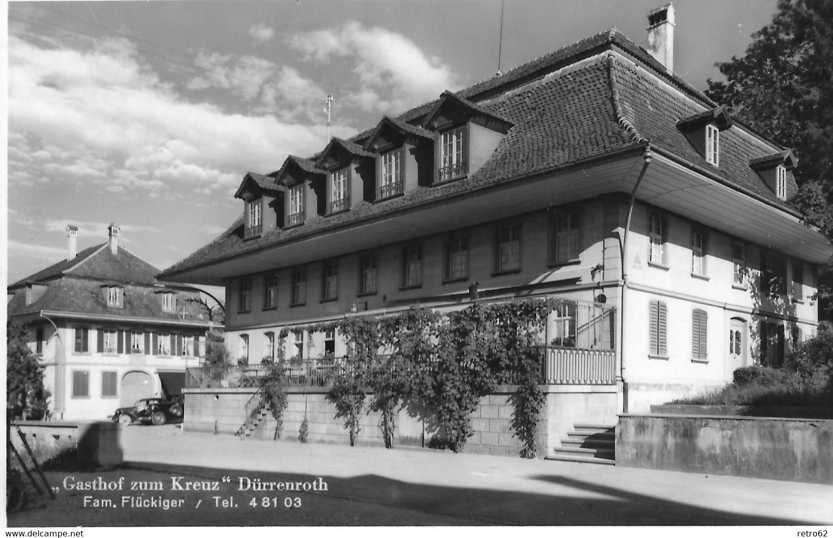 DÜRRENROTH → Gasthof Zum Kreuz Mit Oldtimer , Fotokarte Ca.1950 - Dürrenroth