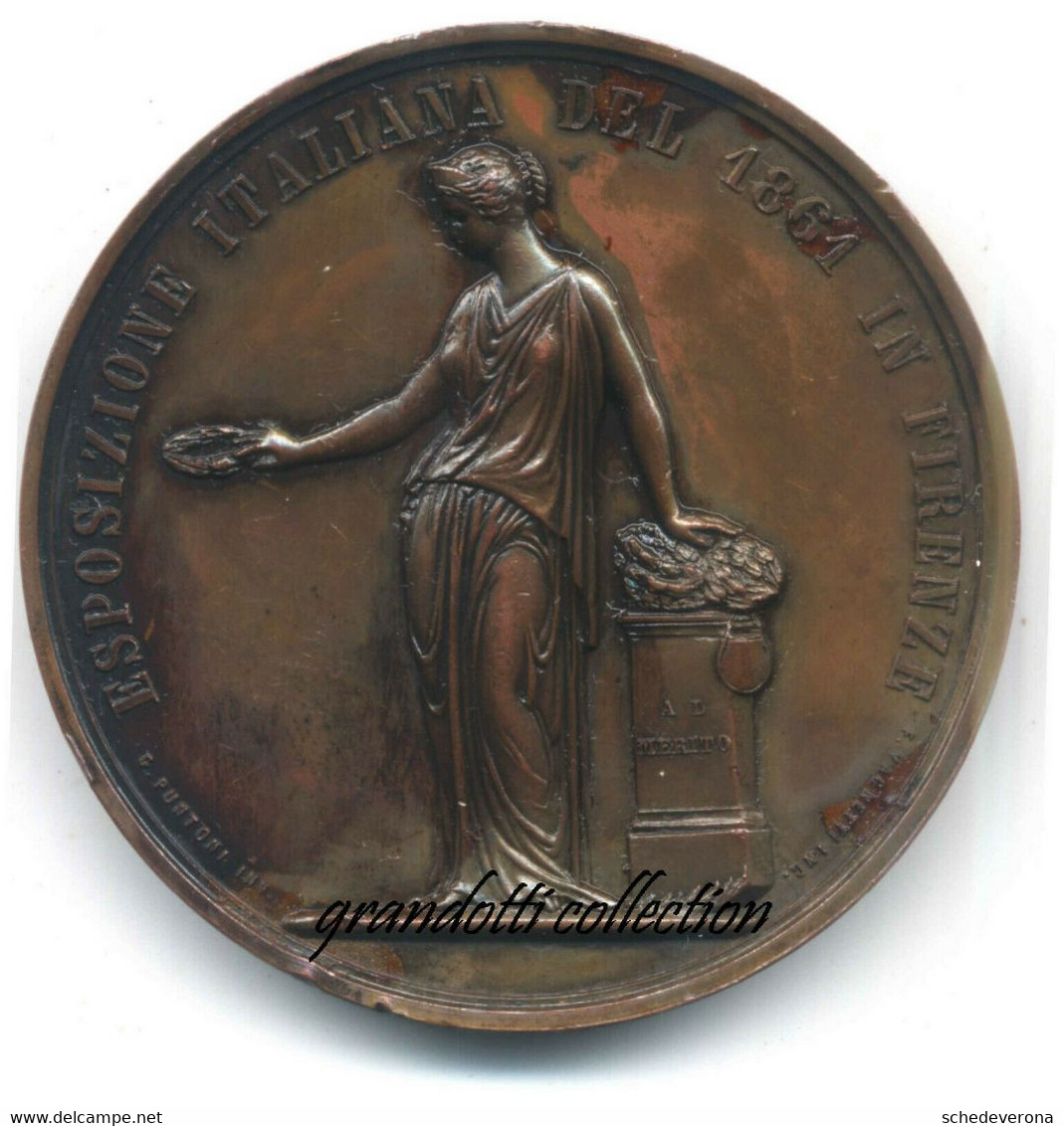 ESPOSIZIONE ITALIANA FIRENZE 1861 RARA MEDAGLIA REGNO VARIANTE OTTONE - Royaux/De Noblesse