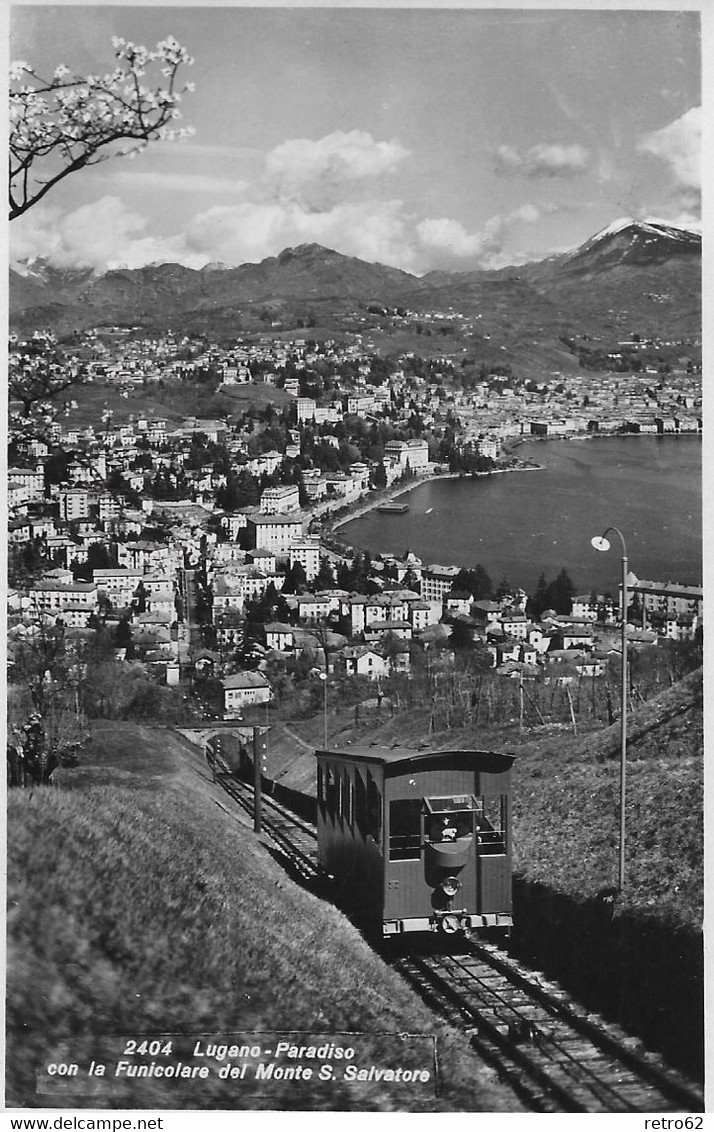 LUGANO - PARADISO → Con Le Funicolare Del Monte S.Salvatore Anno 1945 - Paradiso