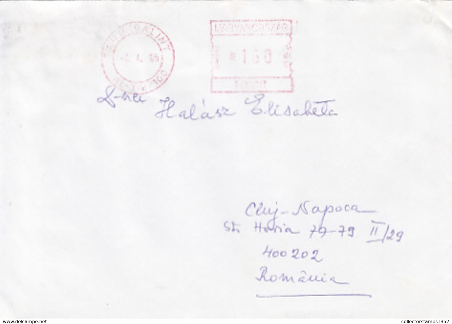 95742- TOROKBALINT, AMOUNT 160 RED MACHINE STAMP ON COVER, 2005, HUNGARY - Brieven En Documenten