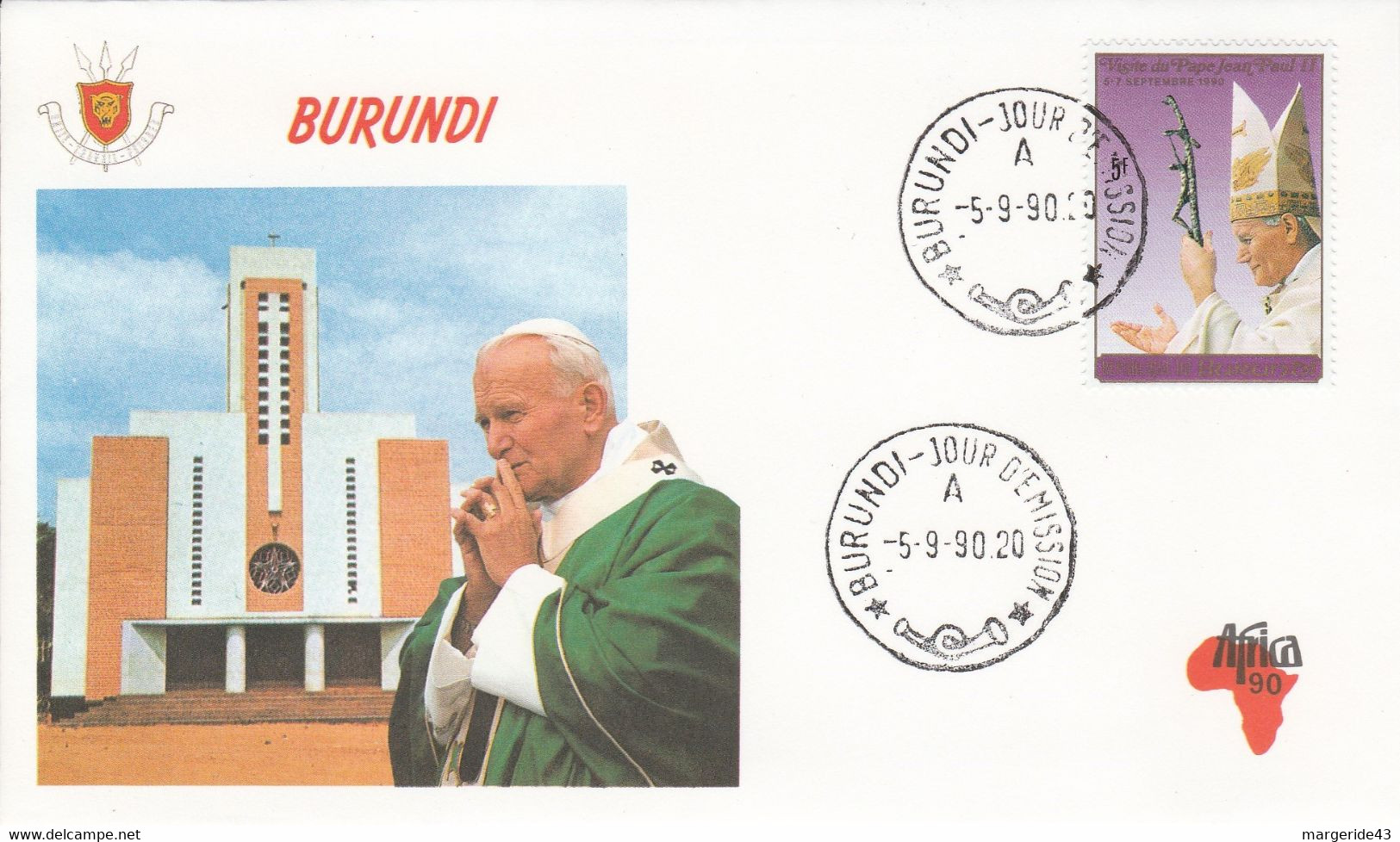 BURUNDI 1990 VOYAGE PAPE JEAN PAUL II - Other & Unclassified