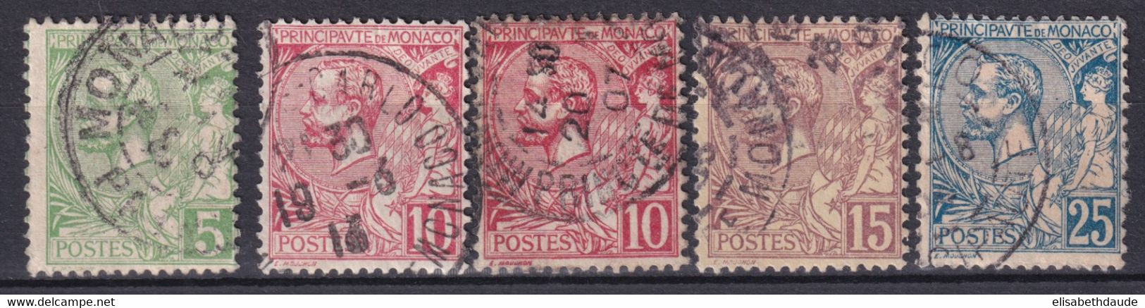 MONACO - 1901 - YVERT N°22/25 OBLITERES - COTE = 10.5 EUROS - Used Stamps