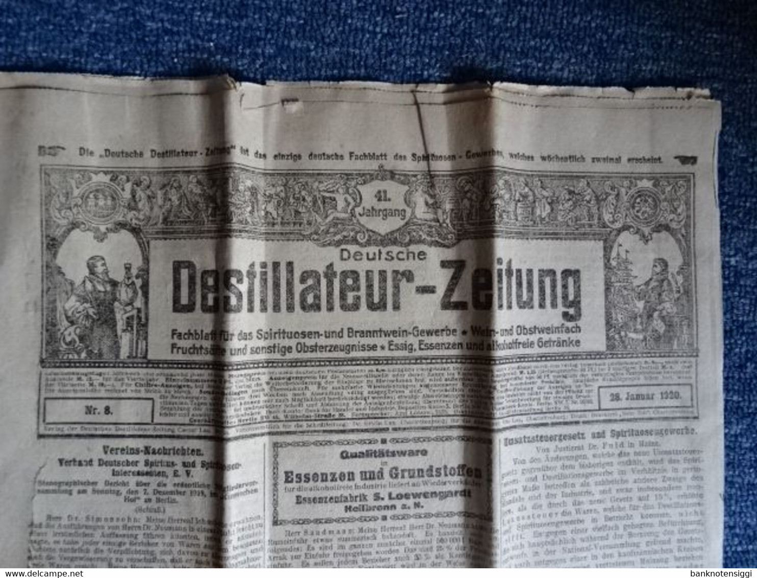 Deutsche Destillateur-Zeitung Mit Originaler  Zeitungsbanderole  1920 - Manger & Boire