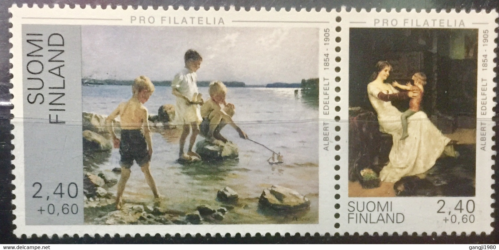 FINLAND 1995 MNH STAMP ON ART ALBERT EDELFELT SE-TENANT - Unused Stamps