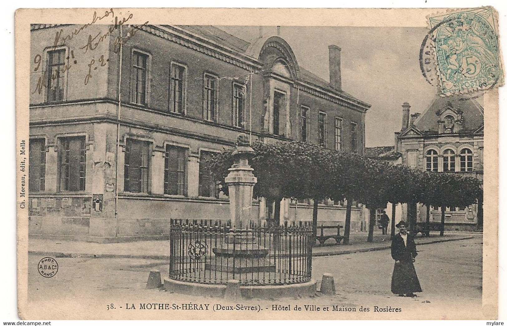 Cpsm 79 La Mothe Ste Héraye La Mairie Maison Des Rosières - La Mothe Saint Heray