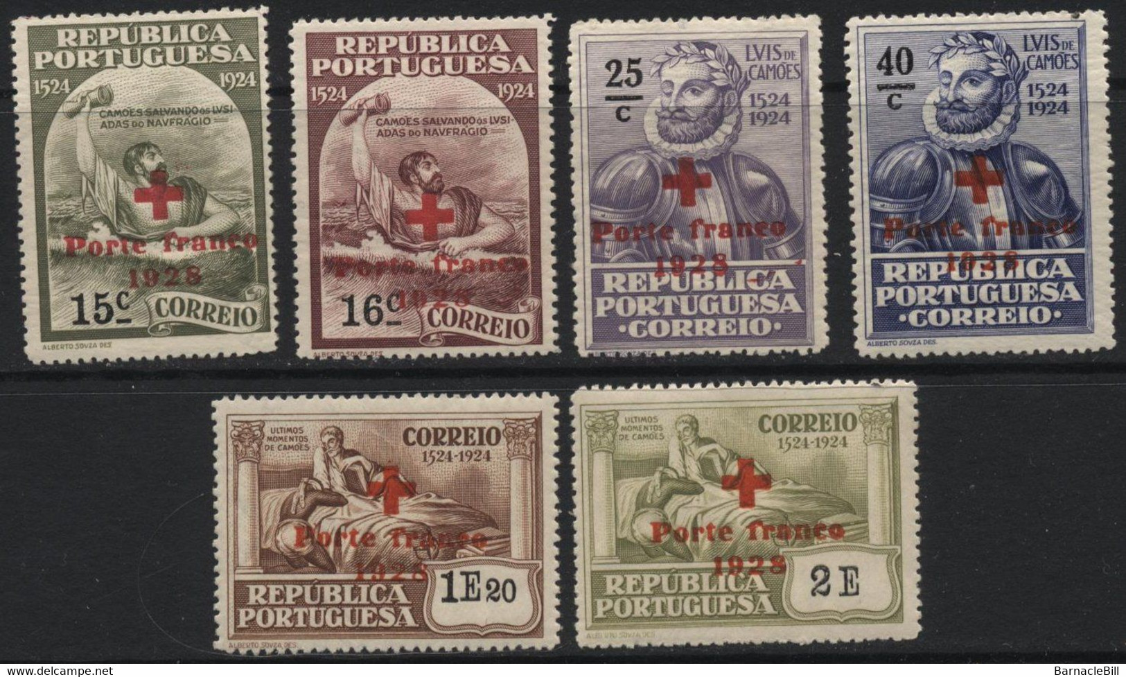 Portugal (03) 1928 "Porte Franco" (Free Postage) Overprints. Mint. - Otros & Sin Clasificación