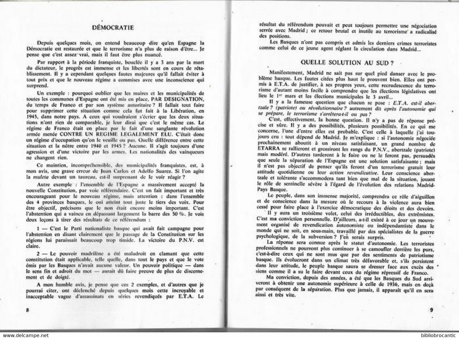 " QUEL SERA LE DESTIN DU PAYS BASQUE ? " Par André LUBERRIAGA - Baskenland