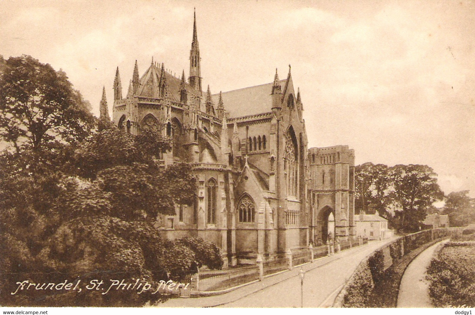 TWO SCENES FROM ARUNDEL, THE CASTLE KEEP AND THE CATHEDRAL. FRITH SERIES UNUSED POSTCARDS F1 - Arundel