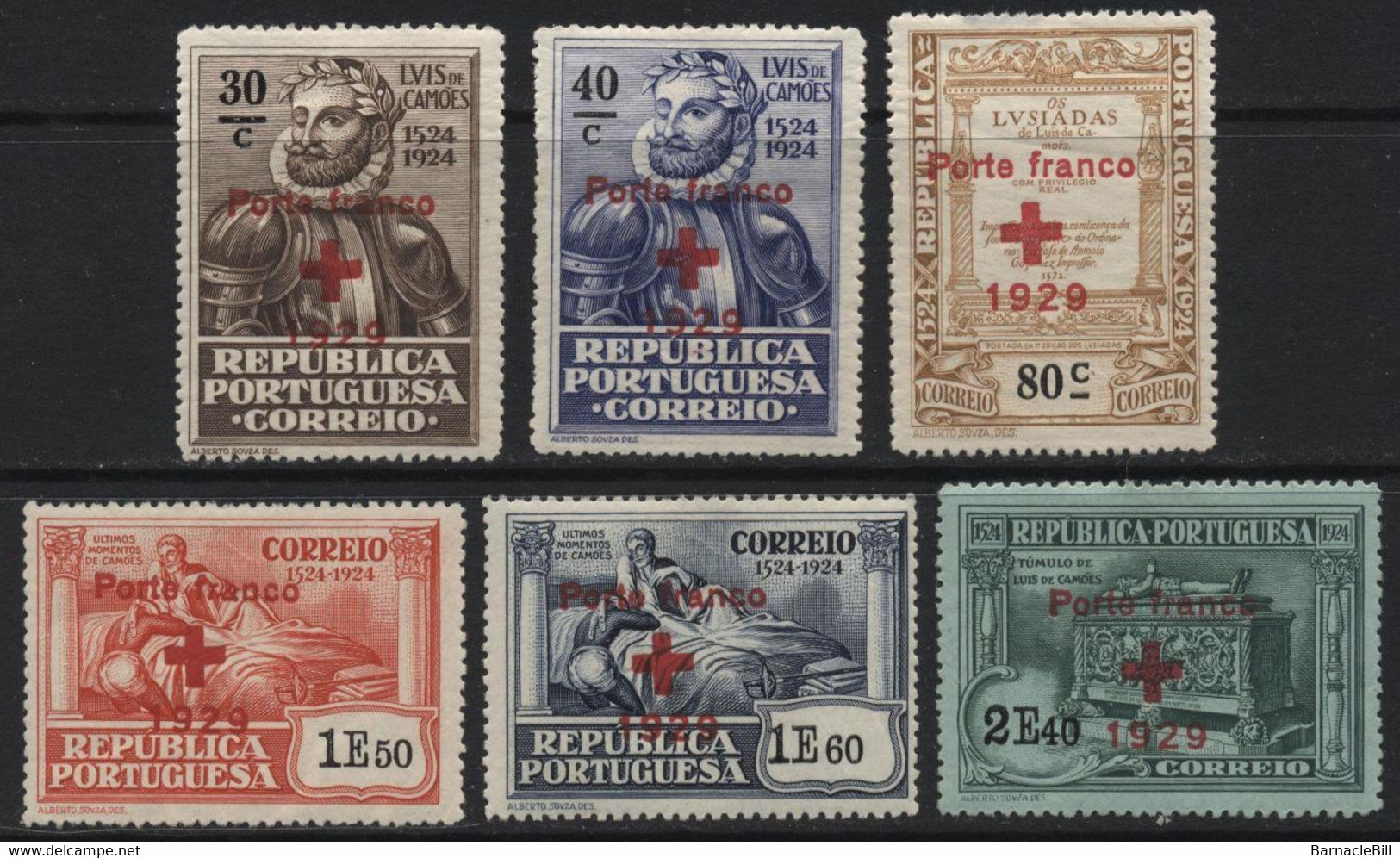 Portugal (06) 1929 "Porte Franco" (Free Postage) Overprints. Mint. - Sonstige & Ohne Zuordnung