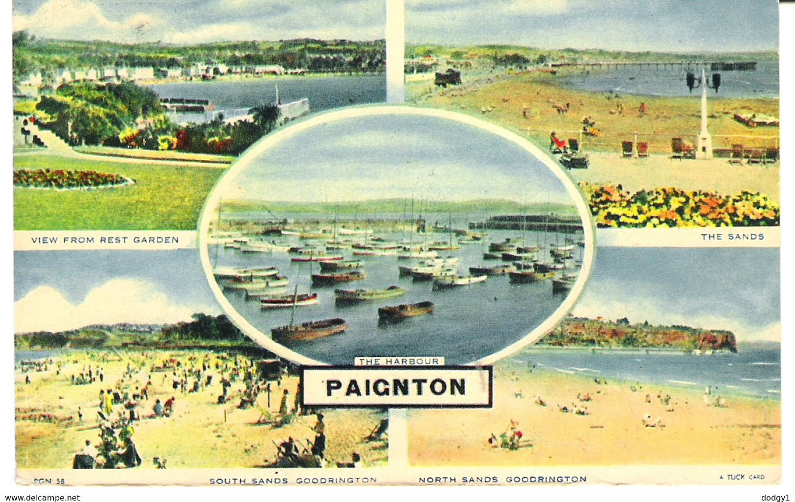 SCENES FROM PAIGNTON, DEVON, ENGLAND. Circa 1954 USED POSTCARD Fa2 - Paignton