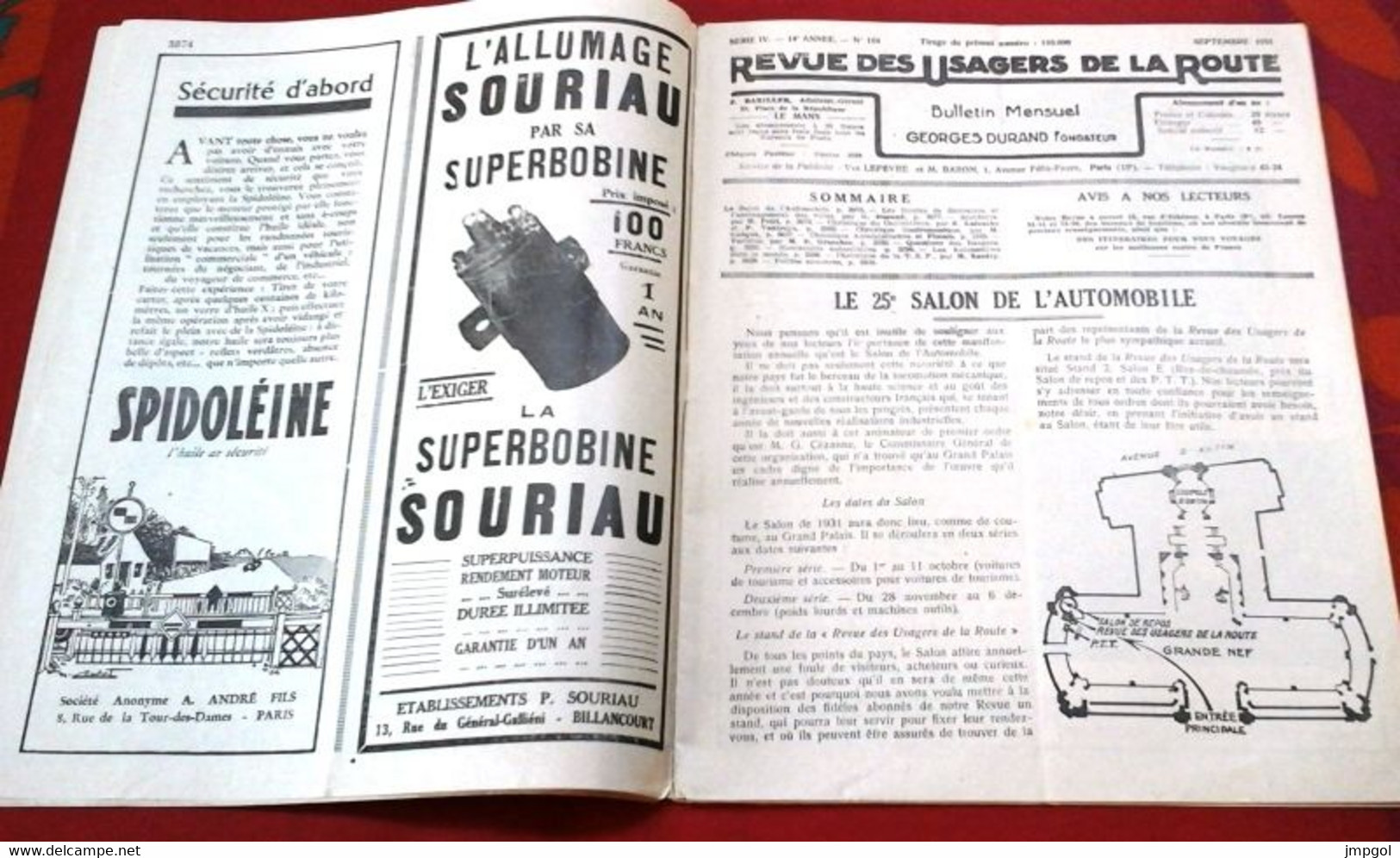 Revue Usagers De La Route N°164 Septembre 1931 Grande Chartreuse Pic Aiguillette Salon Auto Avertisseurs Altona - Auto