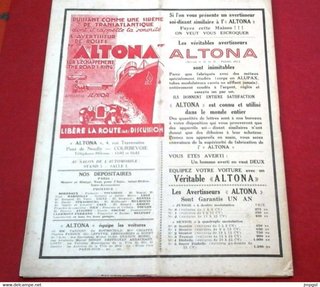 Revue Usagers De La Route N°164 Septembre 1931 Grande Chartreuse Pic Aiguillette Salon Auto Avertisseurs Altona - Auto