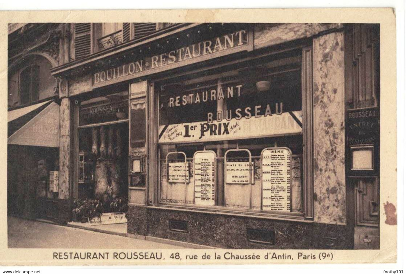 CPA  PARIS  Restaurant Rousseau  ,48 Rue De La Chaussée D'Antin - Cafés, Hôtels, Restaurants