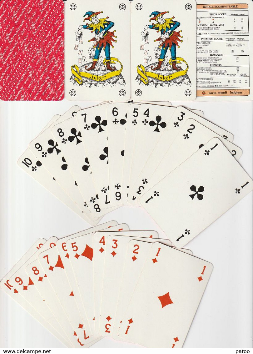 CARTES PUBLICITAIRES : DIFFUSION INTERN. D'ARTS ET LOISIRS/FIGURES ORIGINALES /2JOKERS /CARTA MUNDI BELGIQUE - 54 Cartes