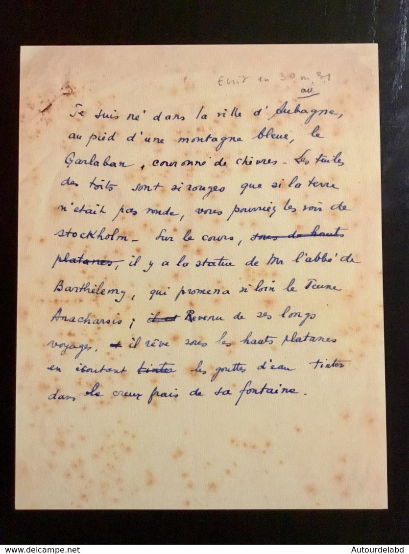 Ex Libris " La Gloire De Mon Père " + ébauche De Texte - Signés Pagnol & Tanco - Illustratoren P - R