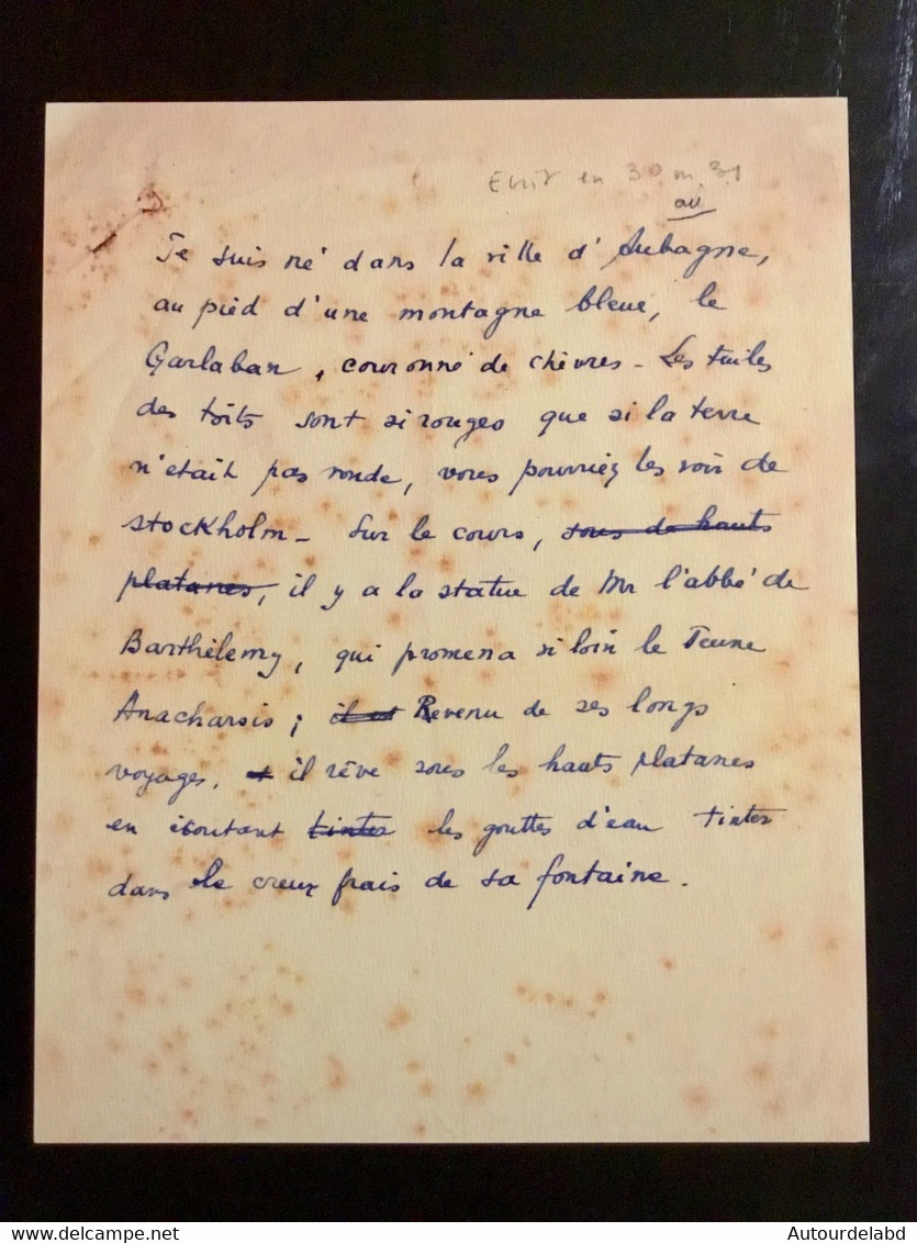 Ex Libris " La Gloire De Mon Père " + ébauche De Texte - Signés Pagnol & Tanco - Künstler P - R