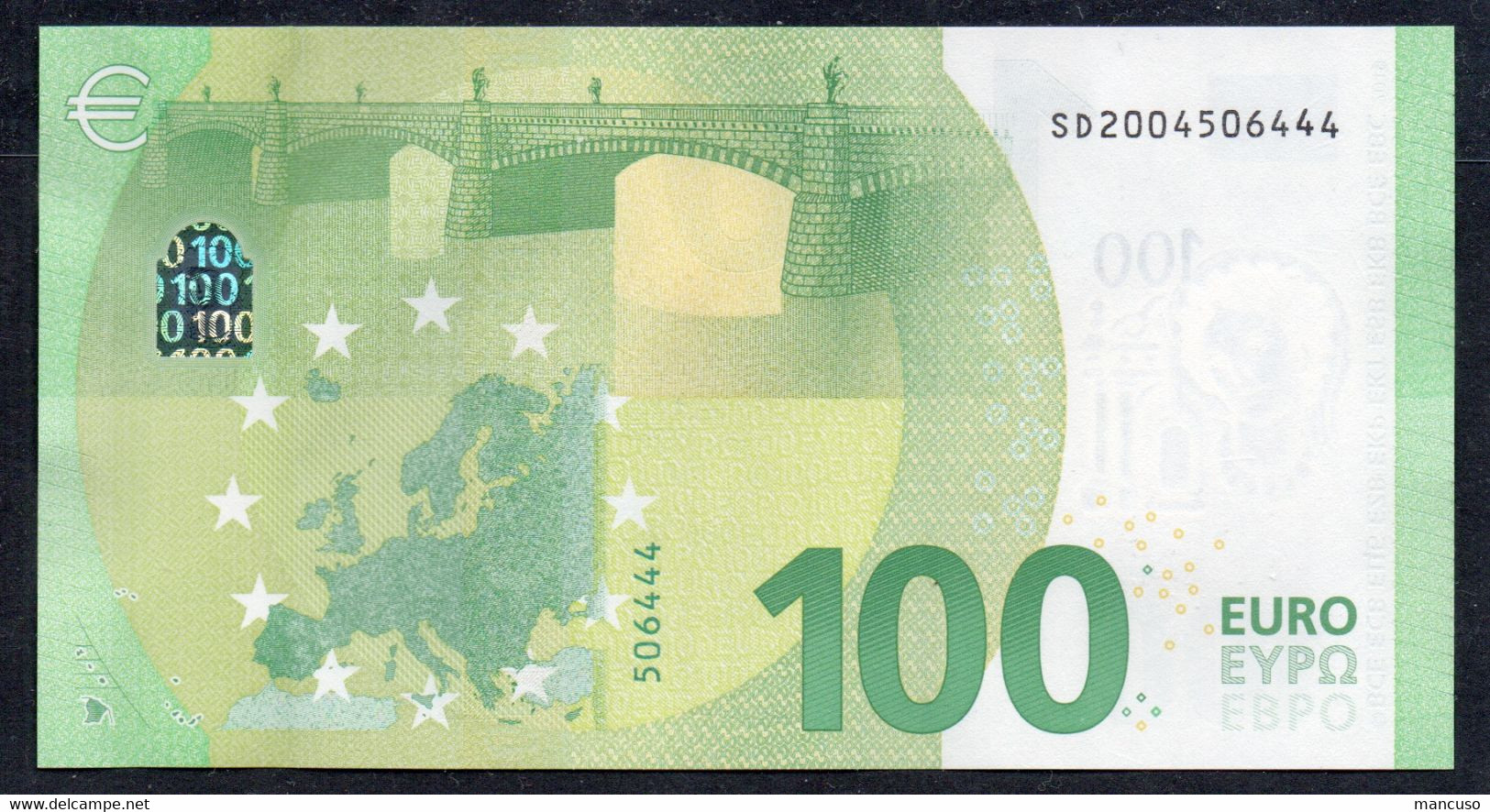 100 EURO ITALIA SD S002  "00" - DRAGHI  UNC - 100 Euro