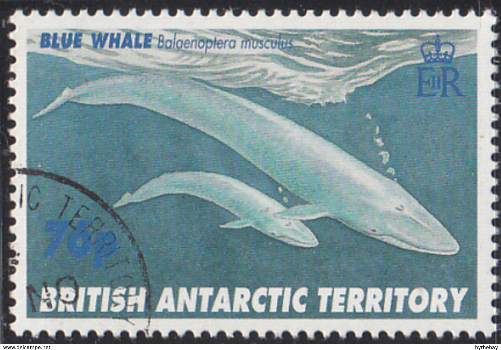 British Antarctic Territory 1996 Used Sc #247 76p Blue Whale - Oblitérés