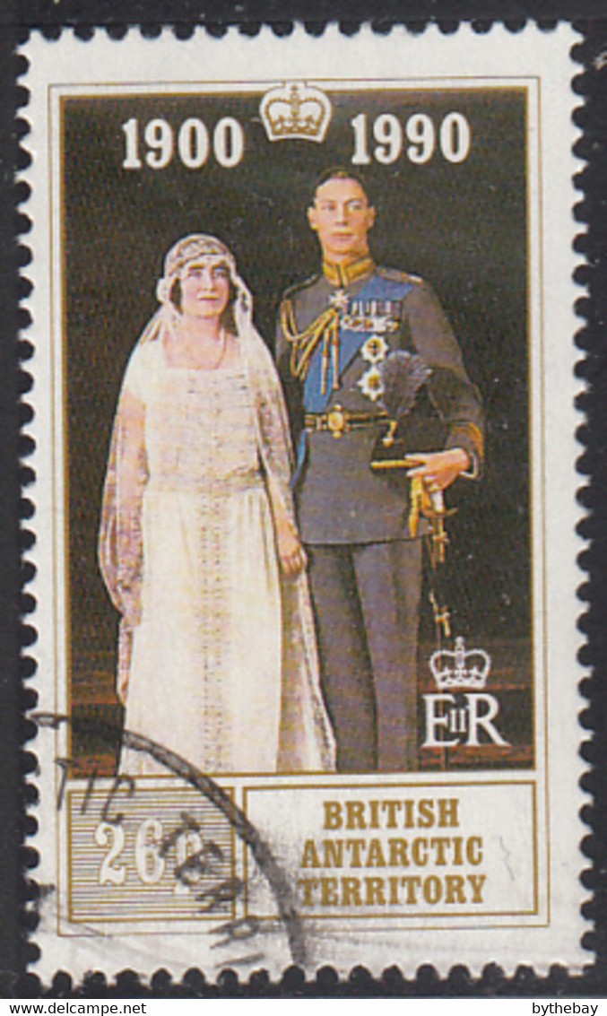 British Antarctic Territory 1990 Used Sc #170 26p Queen Mother, Wedding Portrait 90th Birthday - Usados