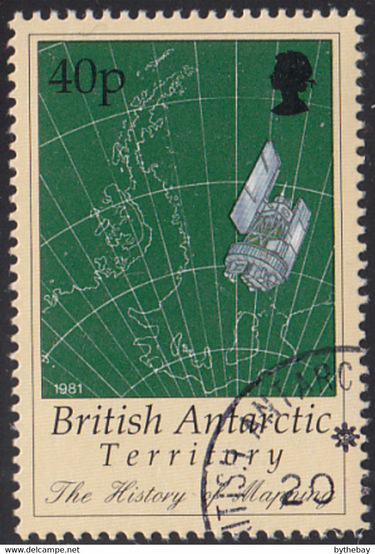 British Antarctic Territory 1998 Used Sc #256 40p Map, Satellite - Usados