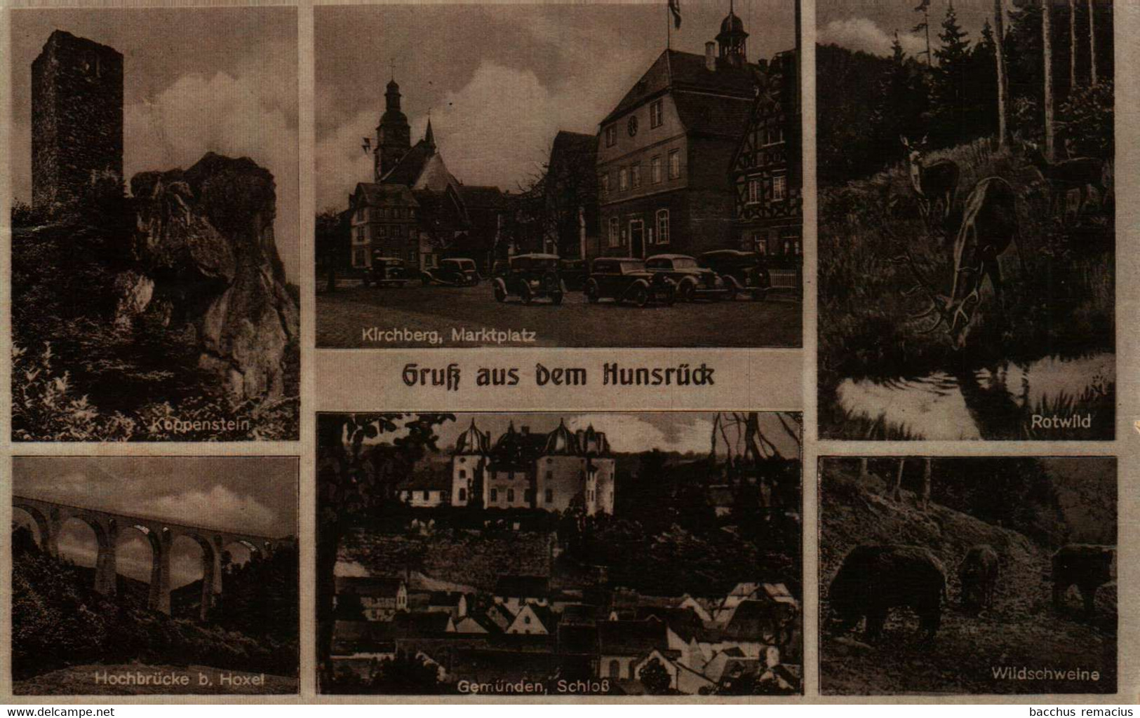 Gruss Aus Dem HUNSRÜCK   1. Koppenstein 2. Hochbrücke B.Hoxel 3. KIrchberg, Marktplatz 4. Gemünden Schloss - Simmern