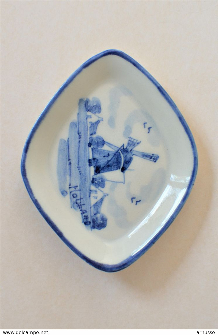 Ancienne Assiette Miniature Moulin Hollande Bleu De Delft 9 Cm Très Bon état - Delft (NLD)