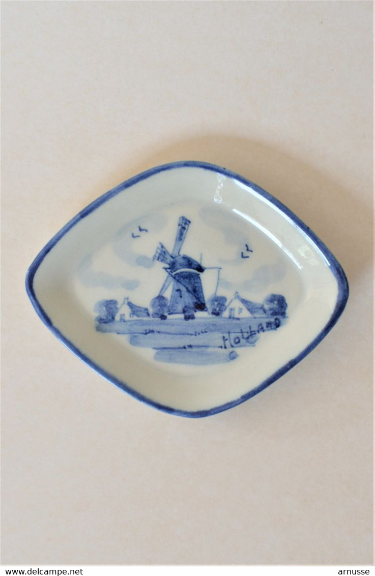 Ancienne Assiette Miniature Moulin Hollande Bleu De Delft 9 Cm Très Bon état - Delft (NLD)